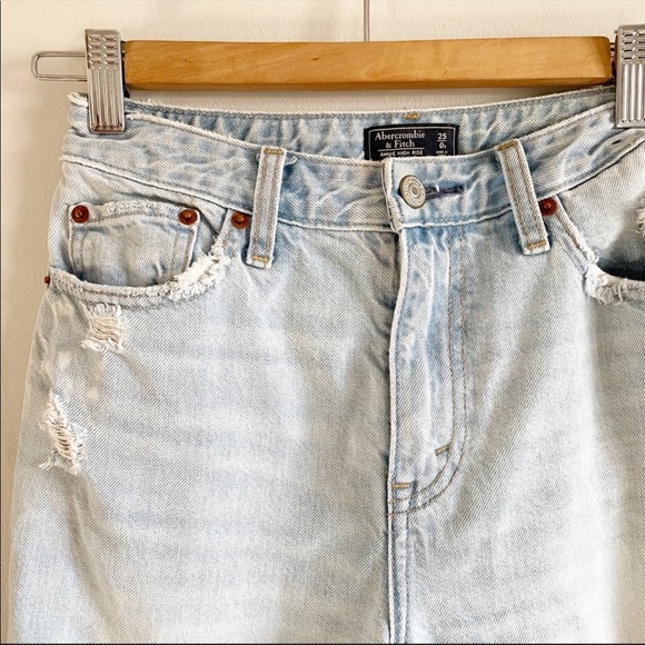 Abercrombie & fitch high rise mom jeans ripped distressed blue - Picture 5 of 5
